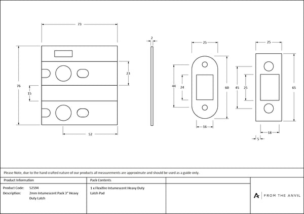 2mm Intumescent Pack for 3" Heavy Duty Latches (FD 60) by From The Anvil