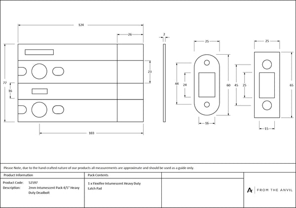 2mm Intumescent Pack for 4" & 5" Heavy Duty Deadbolts (FD 60) by From The Anvil