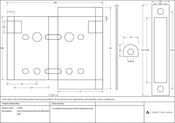 2mm Intumescent Pack for Bathroom Locks (FD 60) by From The Anvil