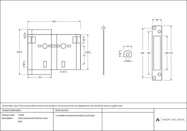 2mm Intumescent Pack for Sash Locks (FD 60) by From The Anvil