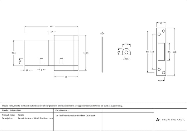 2mm Intumescent Pack for Dead Locks (FD 60) by From The Anvil