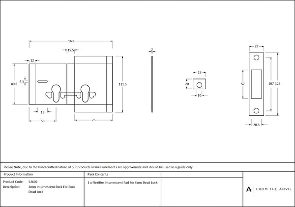 2mm Intumescent Pack for Euro Dead Locks (FD 60) by From The Anvil
