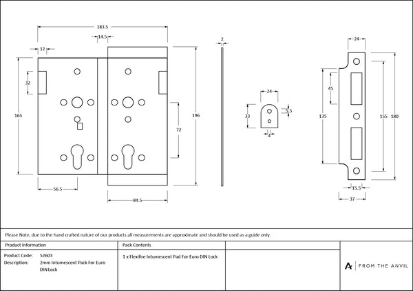 2mm Intumescent Pack for Euro Din Locks (FD 60) by From The Anvil
