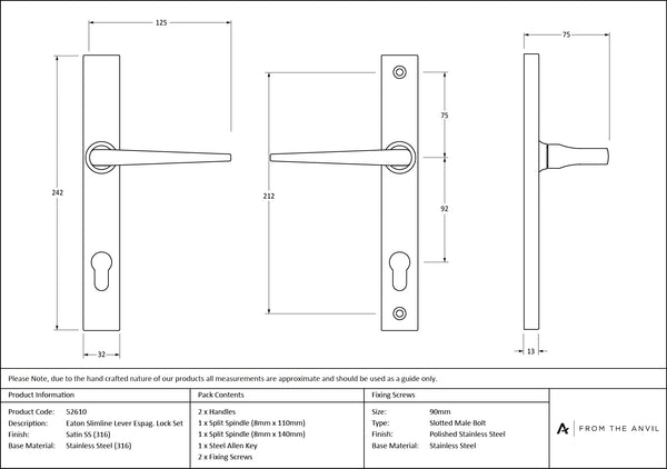 Eaton Slimline Lever Espag. Lock Set by From The Anvil