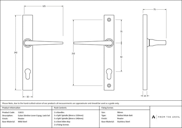 Eaton Slimline Lever Espag. Lock Set by From The Anvil