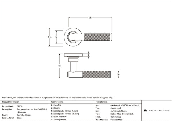 Brompton Lever on Rose Set (Unsprung) by From The Anvil