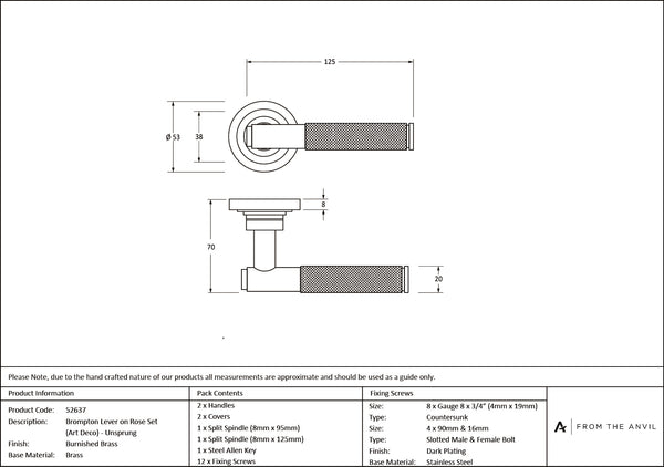 Brompton Lever on Rose Set (Unsprung) by From The Anvil