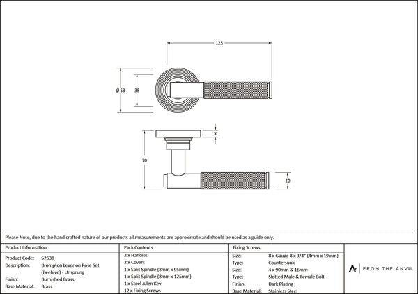 Brompton Lever on Rose Set (Unsprung) by From The Anvil