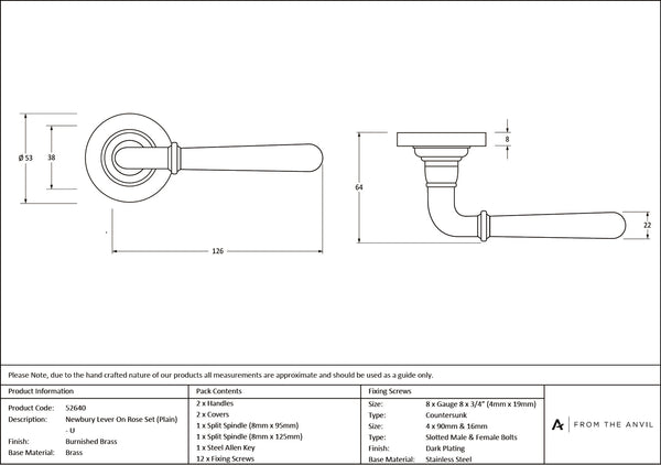 Newbury Lever on Rose Set (Unsprung) by From The Anvil
