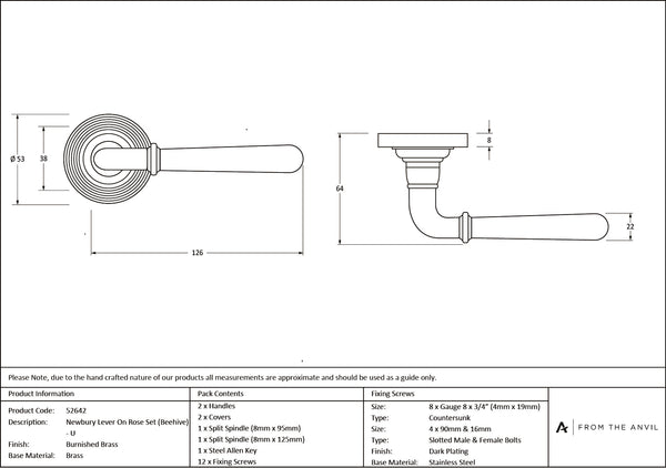 Newbury Lever on Rose Set (Unsprung) by From The Anvil