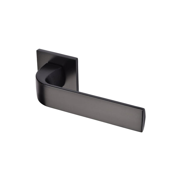 Lisbon Door Handle on Square Rose by M Marcus - Heritage Brass