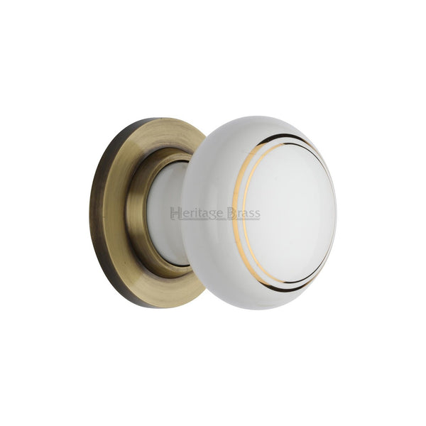 Gold Line Door Knob on Rose by M Marcus - Heritage Brass