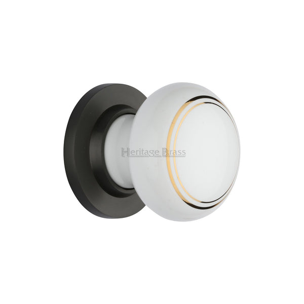 Gold Line Door Knob on Rose by M Marcus - Heritage Brass