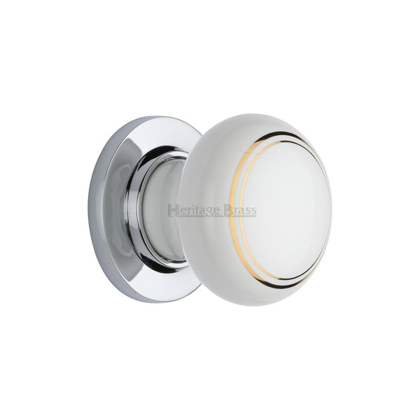 Gold Line Door Knob on Rose by M Marcus - Heritage Brass