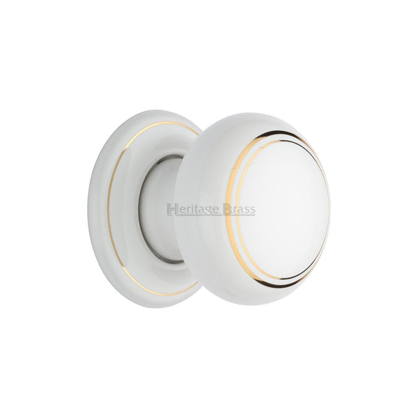 Gold Line Door Knob on Rose by M Marcus - Heritage Brass