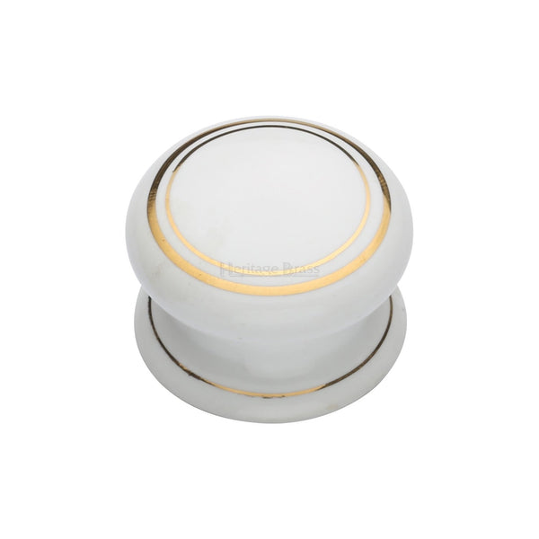 Porcelain Cabinet Knob Gold Line - Porcelain - 32 mm