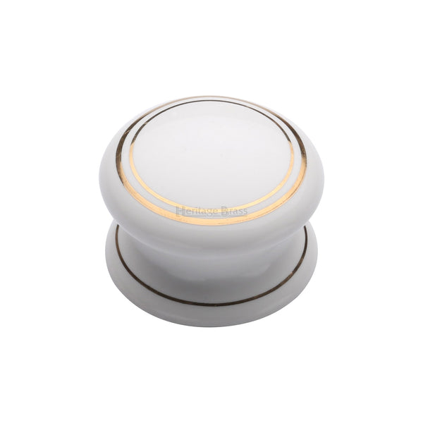 Porcelain Cabinet Knob Gold Line by M Marcus - Heritage Brass