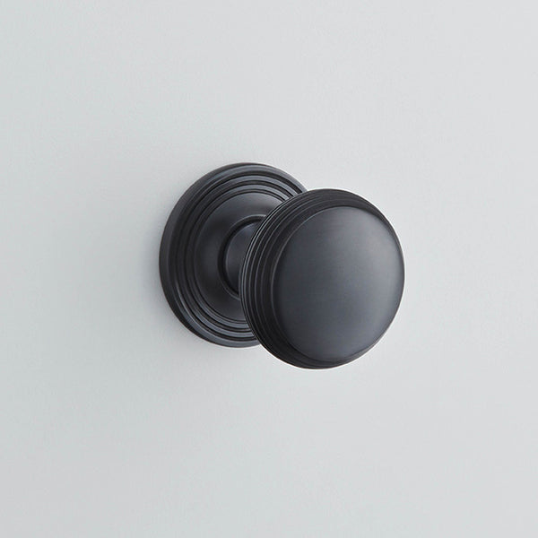 Croft Ironmongery, Reeded Cushion Knob Mortice Furniture - Reeded Covered Rose-6347COV57C, Door Knobs, Mortice Door Knobs