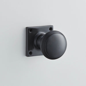 Croft Ironmongery, Reeded Cushion Knob Mortice Furniture on Square Rose-6347SQ, Door Knobs, Mortice Door Knobs