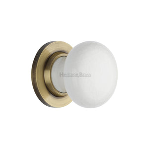 White Crackle Knob by M Marcus - Heritage Brass