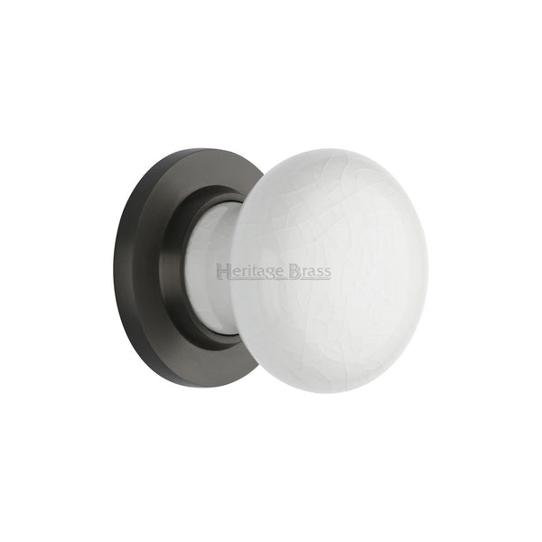White Crackle Knob by M Marcus - Heritage Brass