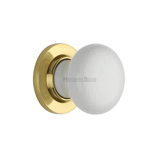 White Crackle Knob by M Marcus - Heritage Brass