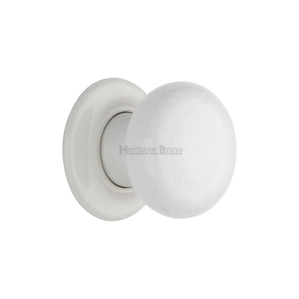 White Crackle Knob by M Marcus - Heritage Brass