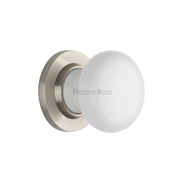 White Crackle Knob by M Marcus - Heritage Brass