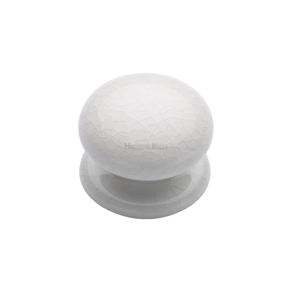 White Crackle Cabinet Knob by M Marcus - Heritage Brass
