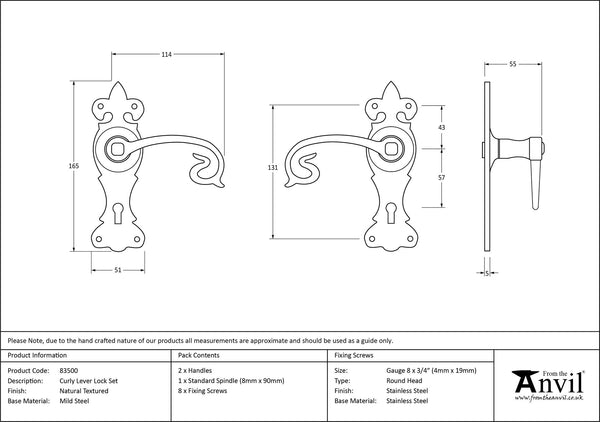 Curly Lever Lock Set by From The Anvil