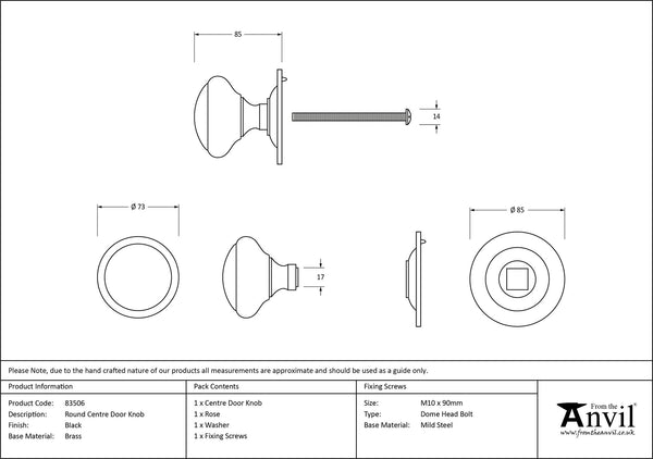 Round Centre Door Knob by From The Anvil