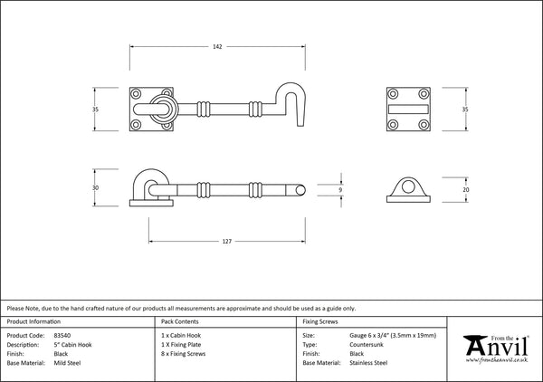 5" Cabin Hook by From The Anvil