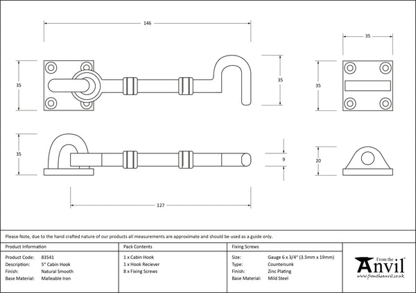 5" Cabin Hook by From The Anvil