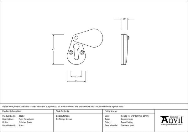 Plain Escutcheon by From The Anvil