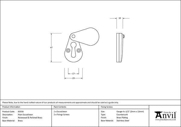 Plain Escutcheon by From The Anvil