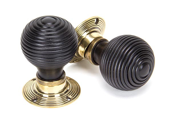 From The Anvil, Ebony & Beehive Mortice/Rim Knob Set, Door Knobs, Mortice Knobs