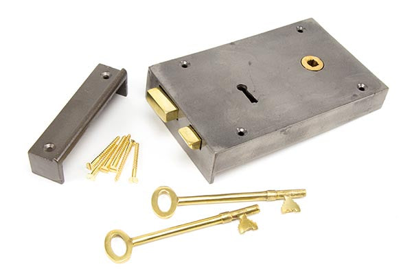 From The Anvil, Iron Right Hand Rim Lock - Large, Security Products, Rim Locks & Latches