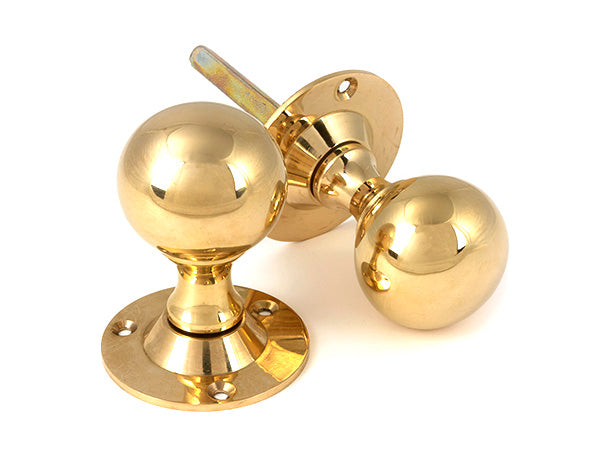 Polished Brass Ball Mortice Knob Set