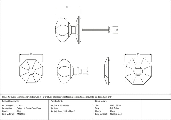 Octagonal Centre Door Knob by From The Anvil