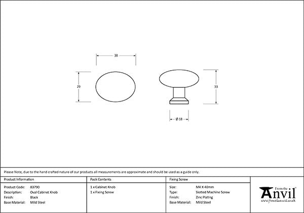 Black Oval Cabinet Knob