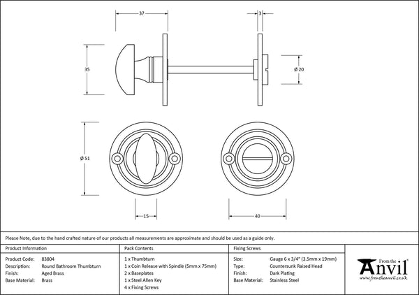 Round Thumbturn Set by From The Anvil