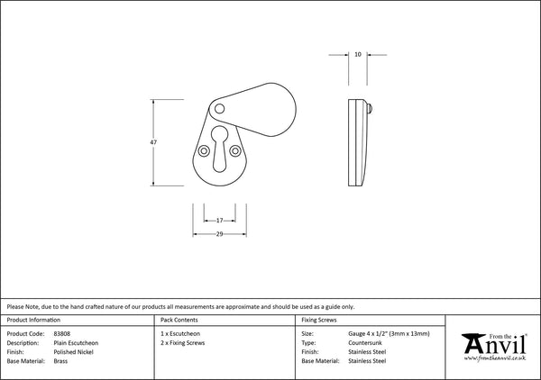 Plain Escutcheon by From The Anvil