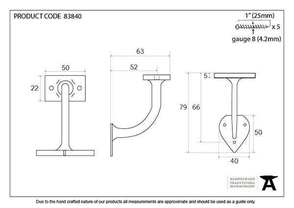 Black 2" Handrail Bracket