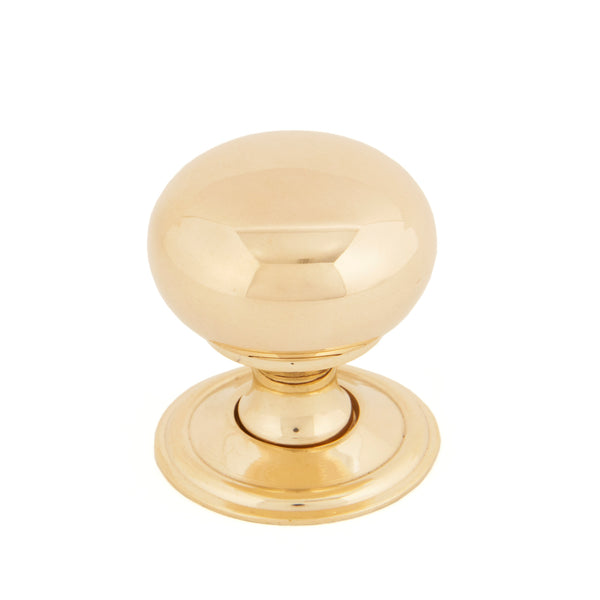 From The Anvil's Polished Brass Mushroom Cabinet Knob