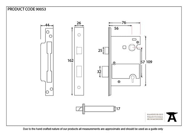 Black 3" 5 Lever Heavy Duty BS Sash Lock