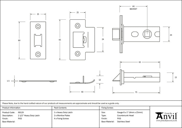 PVD Brass 2½" Heavy Duty Latch