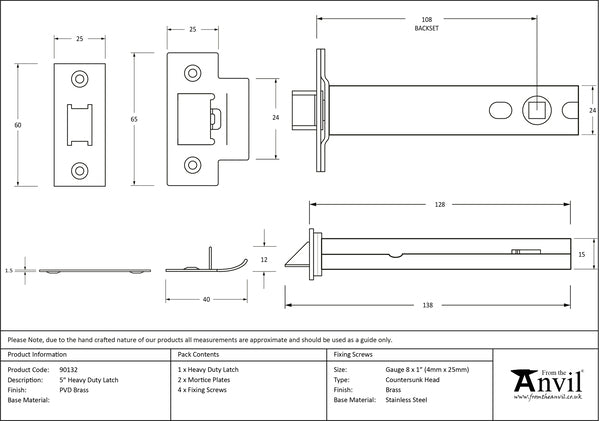 PVD Brass 5" Heavy Duty Latch