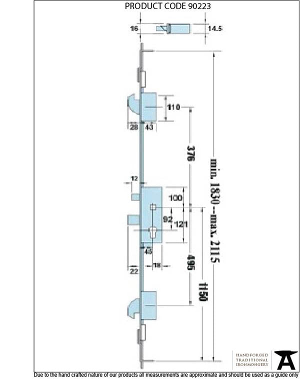 SS French Door Multipoint Lock Kit 44mm Door