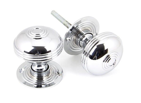 From The Anvil's Polished Chrome Prestbury Mortice/Rim Knob Set