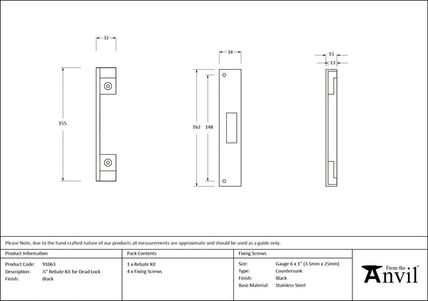 ½" Rebate Kit for Dead Lock by From The Anvil